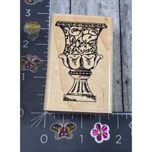 Stampabilities Urn Vase Fancy ER1013 Ivy Leaves Rubber Stamp Wood #V109